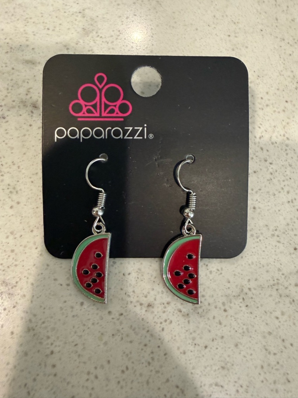 paparazzi Red and Green Watermelon Slice Dangle Earrings